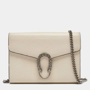 مملوكة مسبقًا Gucci Off White Leather Mini Crystals Dionysus Shoulder Bag