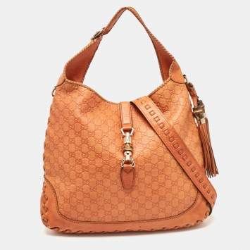 Pre Owned Gucci Orange Guccissima Leather Large New Jackie Shoulder Bag