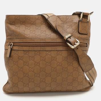 Pre Owned Gucci Beige Guccissima Leather Messenger Bag