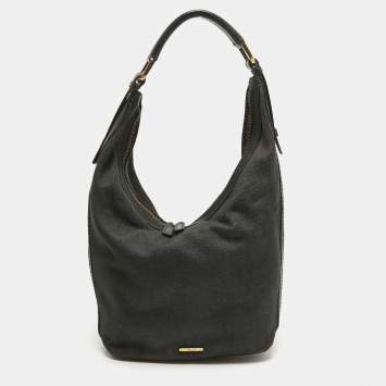Pre Owned Gucci Black Denim and Leather Web Hobo