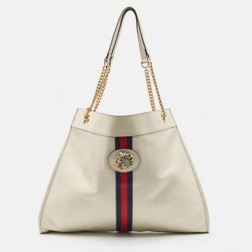 Pre Owned Gucci Off White Leather Large Rajah Tote