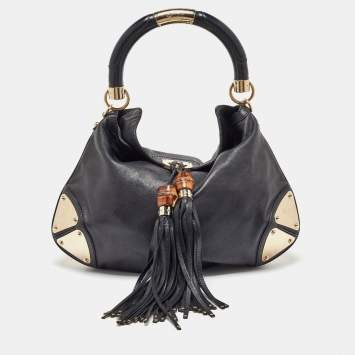 Pre Owned Gucci Black Leather Medium Babouska Indy Hobo