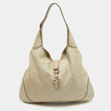 Pre Owned Gucci Cream Guccissima Leather Large New Jackie Hobo