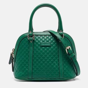 Pre Owned Gucci Green Microguccissima Leather Small Nice Dome Bag
