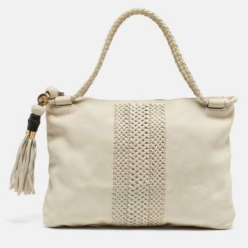 Pre Owned Gucci Off White Leather Medium Handmade Shoulder Bag