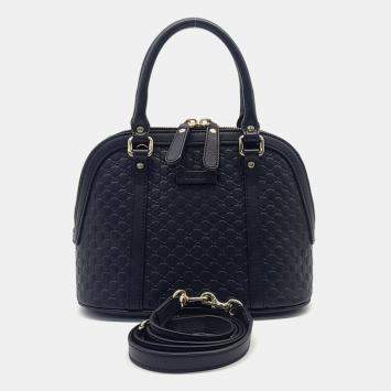 Pre Owned Gucci Black Leather Micro Cimaline Mini Dome bag