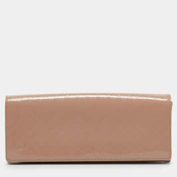 Pre Owned Gucci Beige Microguccissima Patent Leather Broadway Clutch