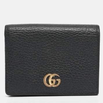 مملوكة مسبقًا Gucci Black Leather GG Marmont Card Case