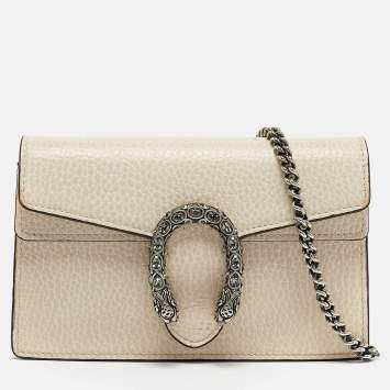 Pre Owned Gucci Off White Leather Super Mini Dionysus Shoulder Bag