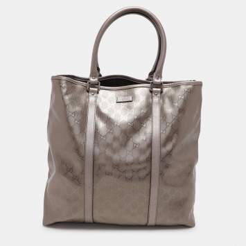 Pre Owned Gucci Nude Pink Imprime Canvas Shopper Tote