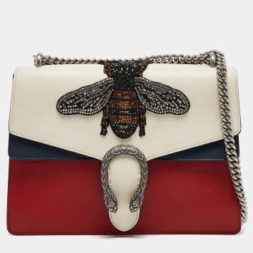 Gucci Tricolor Leather Medium Bee Embellished Dionysus Shoulder Bag