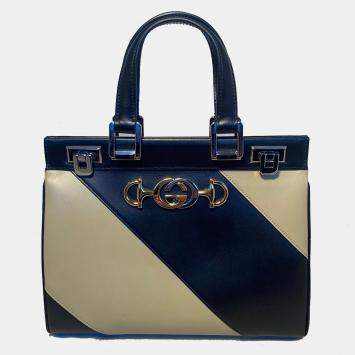 Gucci Zumi Shibuya Black And Tan Medium Top Handle Bag