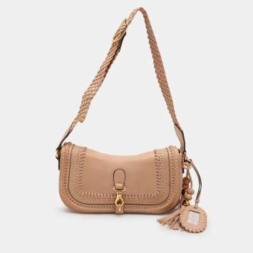 Pre Owned Gucci Beige Leather 'Handmade' Medium Shoulder Bag