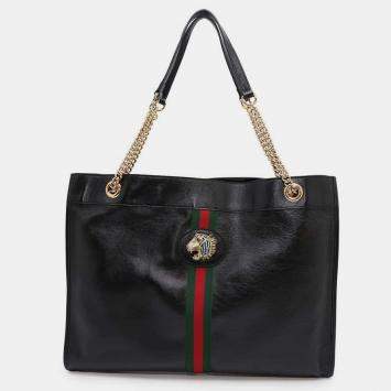 مملوكة مسبقًا Gucci Black Leather Raja Tote Bag