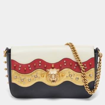Pre Owned Gucci Multicolor Leather Broadway Spiked Shoulder Bag