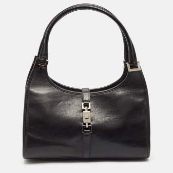 مملوكة مسبقًا Gucci Black Leather Jackie Bardot Bag