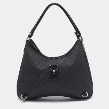 Pre Owned Gucci Black Canvas Large Abbey D-Ring Hobo