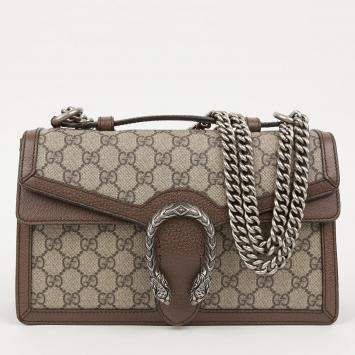 Pre Owned Gucci Dionysus Leather and Canvas Shoulder Bag