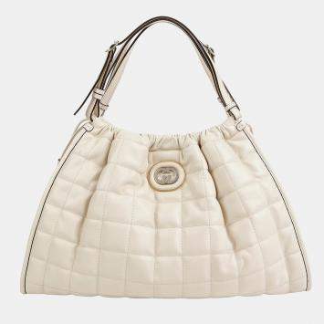 Gucci Medium White Leather Deco Tote Bag