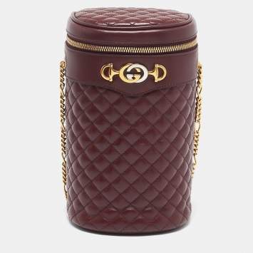 Pre Owned Gucci Burgundy Quilted Leather Zumi Belt Bag