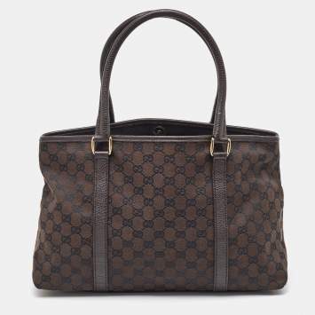 Pre Owned Gucci Brown GG Canvas and Leather Tote