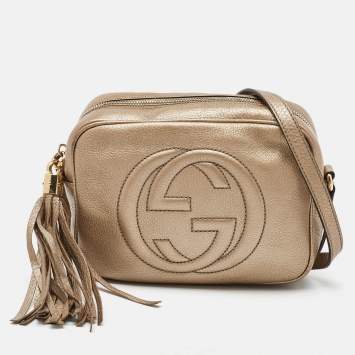 Gucci Metallic Leather Small Soho Disco Tassel Shoulder Bag