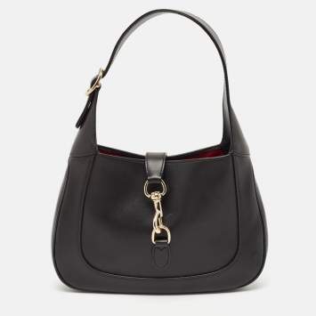 Pre Owned Gucci Black Leather Small Jackie Shoulder Bag