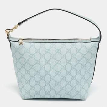 Pre Owned Gucci Blue GG Supreme Canvas and Leather Ophidia Shoulder Bag