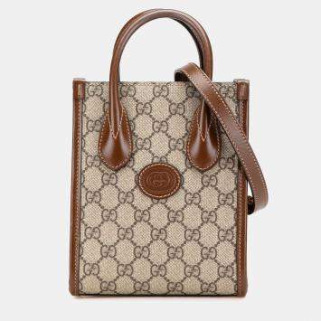 Gucci Beige/Brown Mini GG Supreme Interlocking G Satchel Bag