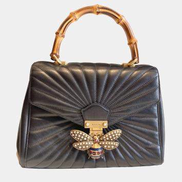 Gucci Black Leather Queen Margaret Top Handle Bag