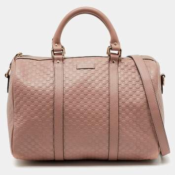 Pre Owned Gucci Blush Pink Microguccissima Leather Medium Joy Boston Bag