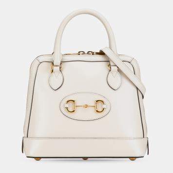 Pre Owned Gucci Cream Small Leather Horsebit 1955 Satchel