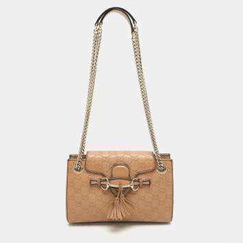 Pre Owned Gucci Beige Guccissima Leather Small Emily Chain Shoulder Bag