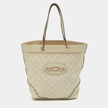 Pre Owned Gucci Off White Guccissima Leather Punch Tote
