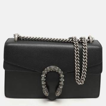 Gucci Black Leather Small Dionysus Shoulder Bag