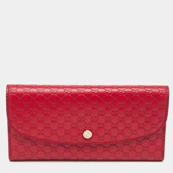 Gucci Red Microguccissima Leather Flap Continental Wallet