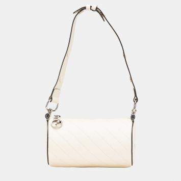 Pre Owned Gucci White Mini Leather Blondie Shoulder Bag