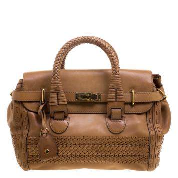 Pre Owned Gucci Brown Leather Medium Handmade Top Handle Satchel
