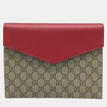 Gucci Beige Red PVC Clutch
