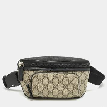 Pre Owned Gucci Beige/Black GG Supreme Canvas Belt Bag