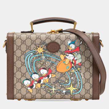 Gucci Beige/Brown Disney GG Supreme Donald Duck Savoy Vanity Case