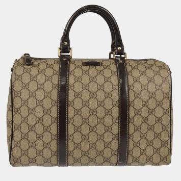 Gucci Gray Brown GG Supreme Duffle Bag