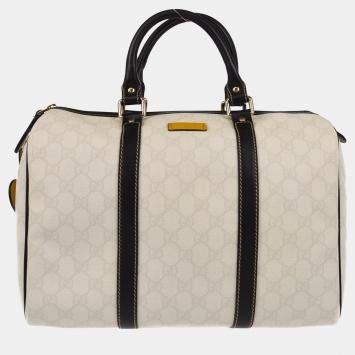 Gucci White Black GG Supreme Duffle Bag