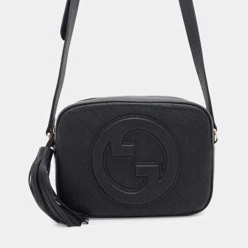 Pre Owned Gucci Black Leather Blondie Shoulder Bag Size Small