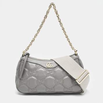Pre Owned Gucci Grey GG Matelasse Leather Small Shoulder Bag