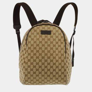 Gucci Beige GG Canvas Backpack