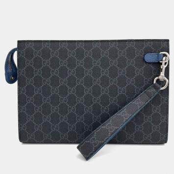 Gucci Grey Canvas GG Detail Clutch