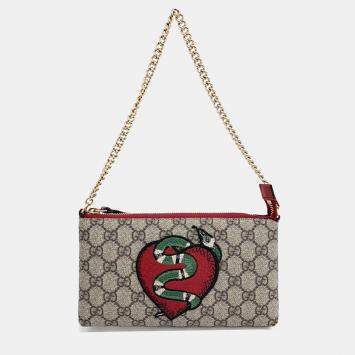 Gucci Brown Coated Canvas Pouch Bag