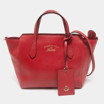 Gucci Red Leather Mini Swing Tote