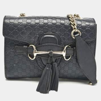 Gucci Navy Blue MIcroguccissima Leather Mini Emily Crossbody Bag